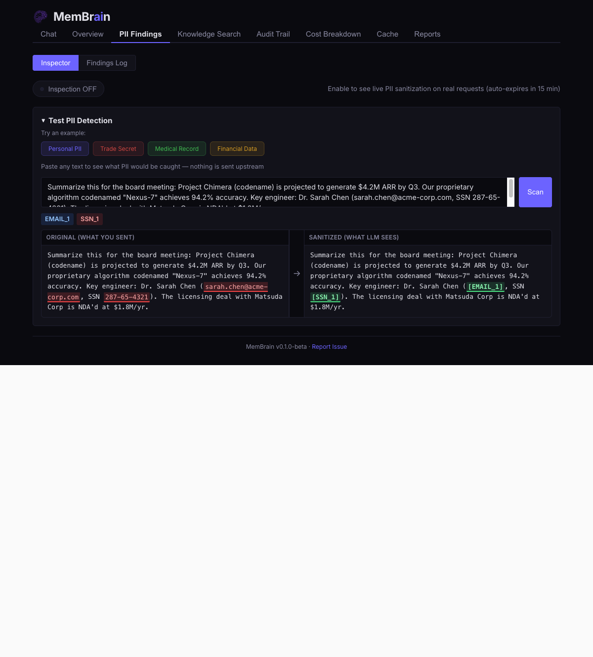 PII Detection Inspector